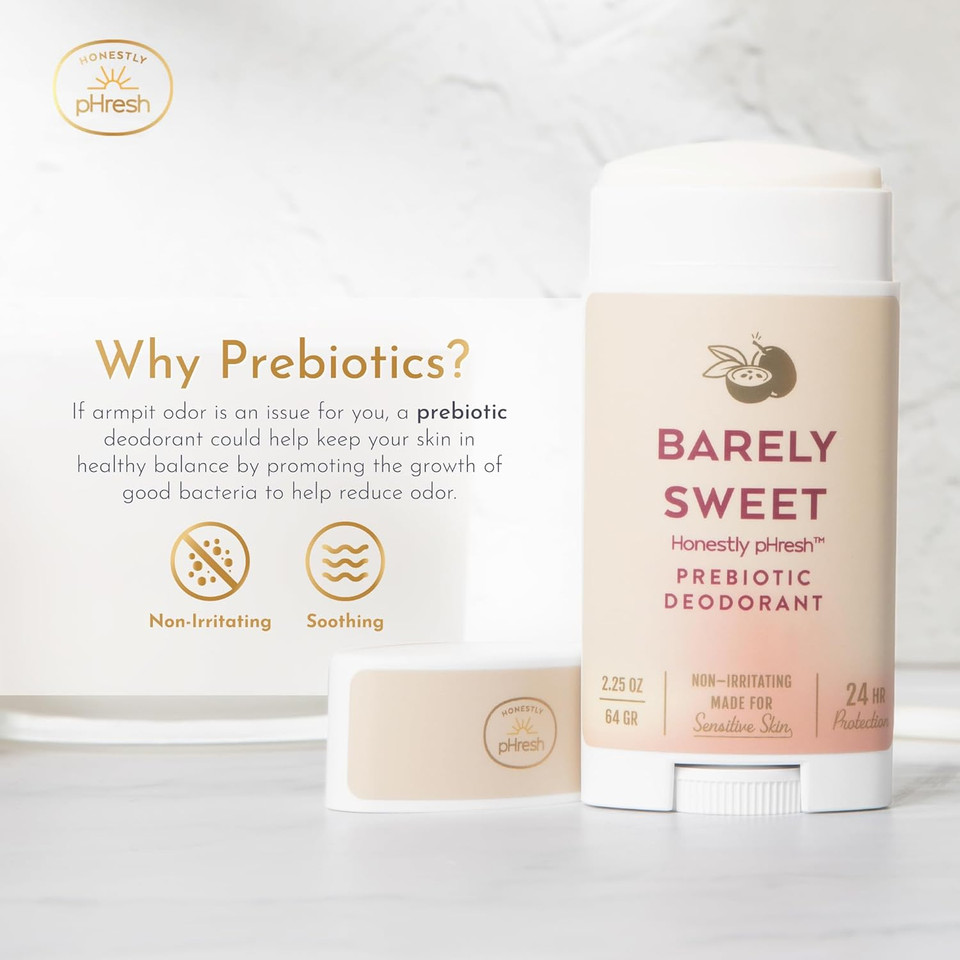 Honestly Phresh Prebiotic Natural Deodorant For Women  Aluminum & Baking Soda Free With 24 Hour Odor Protection. Clean Vegan Deodorant For Sensitive Skin. Made In Usa  Barely Sweet Scent, 2.5 Oz