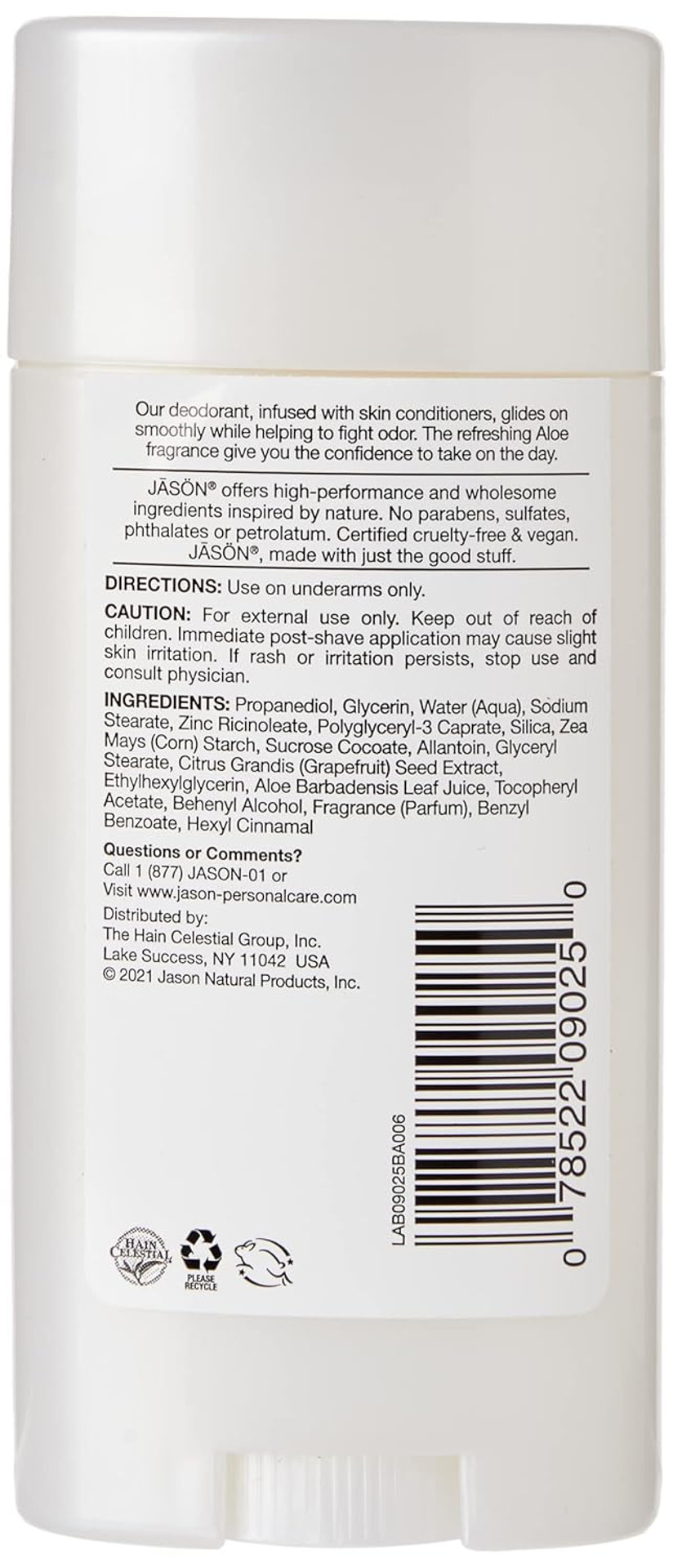 Jason Aluminum Free Deodorant Stick, Soothing Aloe Vera, 2.5 Oz Jason Aluminum Free Deodorant Stick, Soothing Aloe Vera, 2.5 Oz