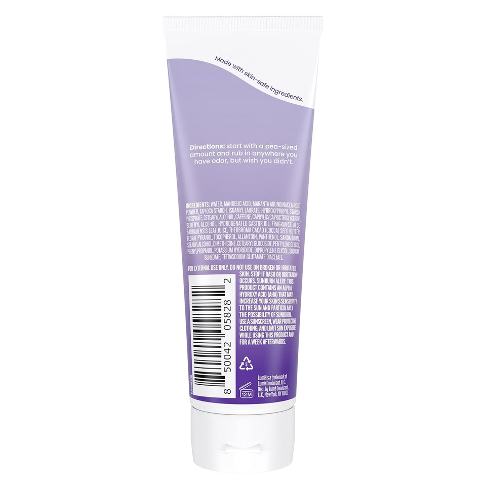 Lume Whole Body Deodorant - Invisible Cream Tube - 72 Hour Odor Control - Aluminum Free, Baking Soda Free, Skin Safe - 3.0 Ounce (Soft Powder)
