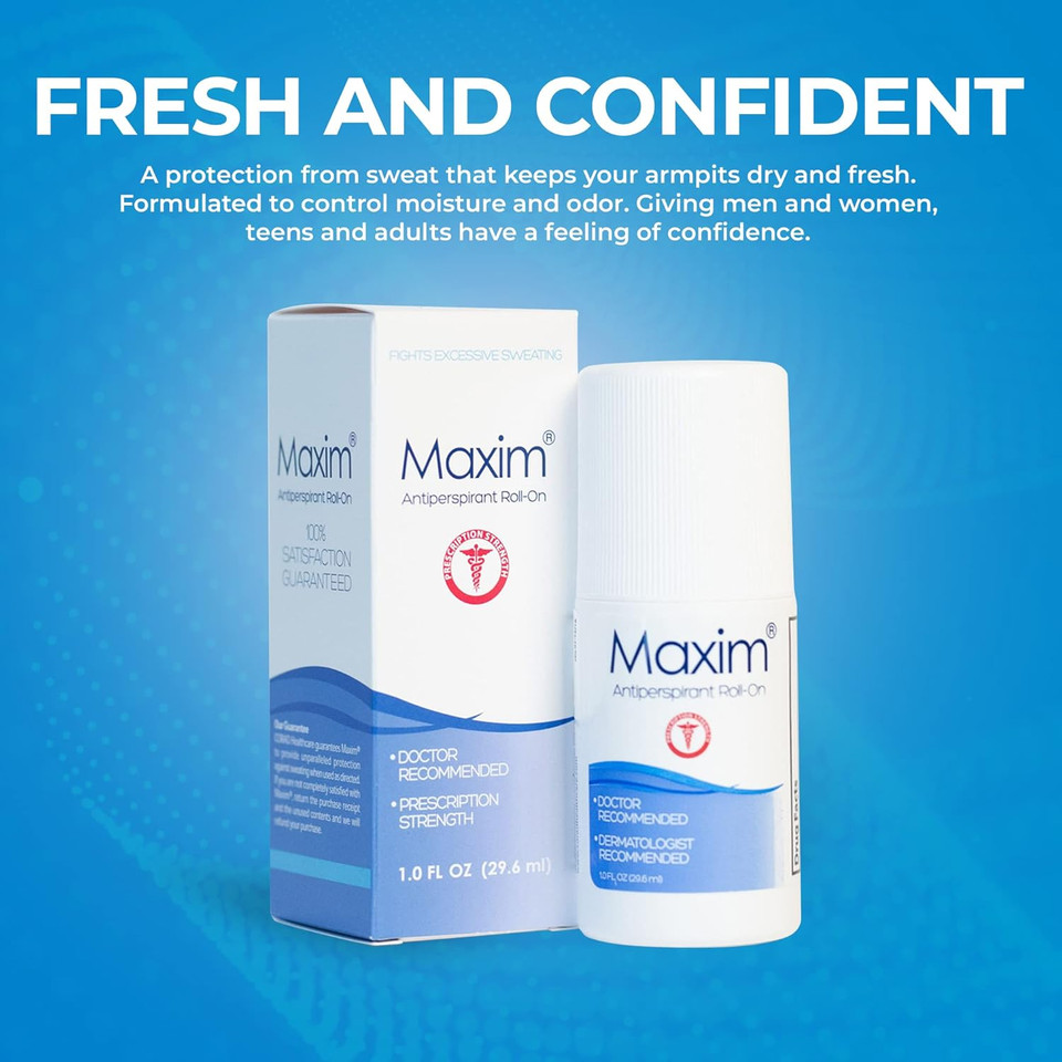 Maxim® Clinical Strength Antiperspirant For Hyperhidrosis Excessive Sweating  Stops Sweat Up To 48 Hours Per Use  Antiperspirant For Men And Women Certain To Keep You Dri