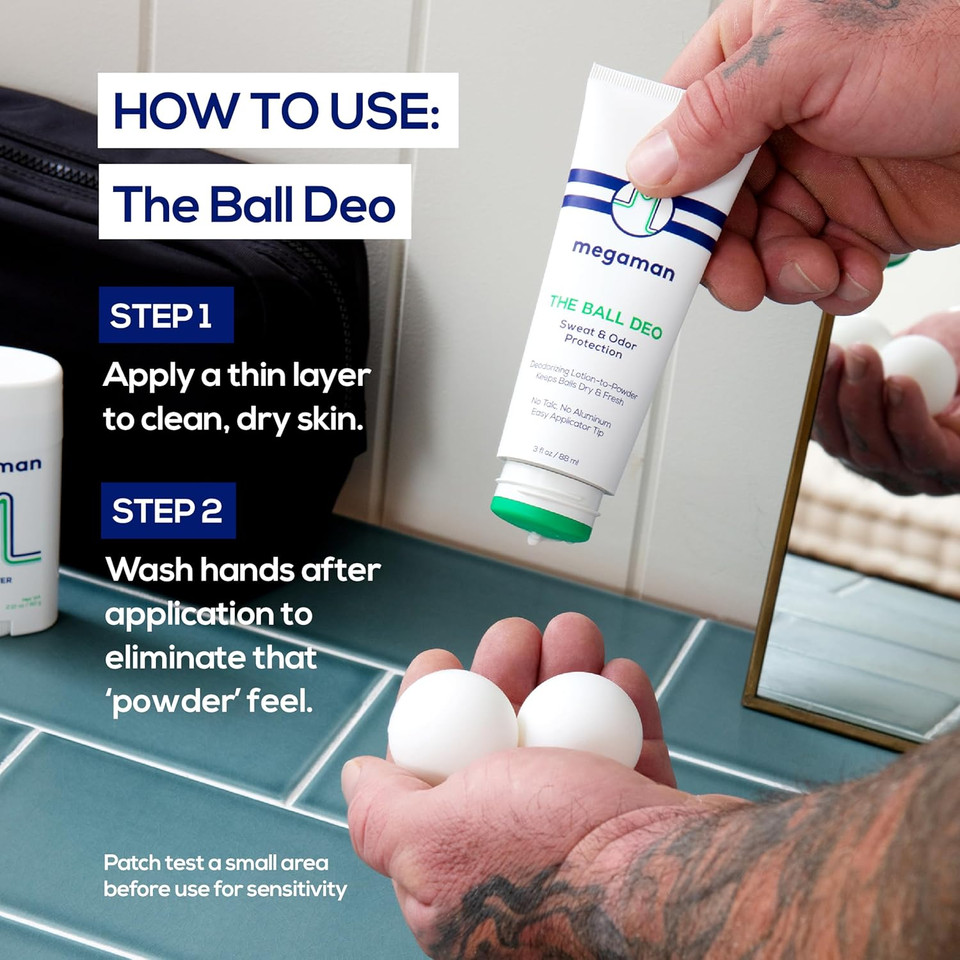 Megaman Ball Deo | MenS Ball Deodorant | Guards Against Sweat, Chafe, Odor, & Irritation | 3 Fl Oz