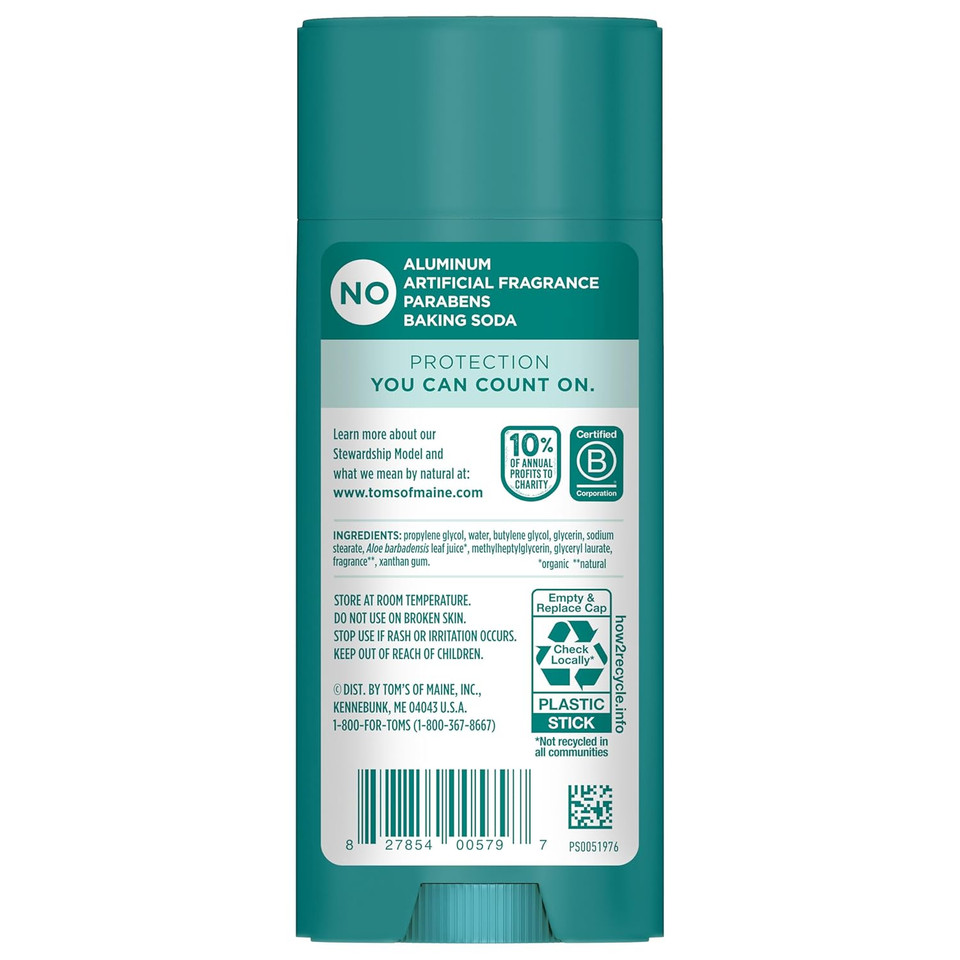 Tom'S Of Maine Mountain Spring Natural Deodorant For Men And Women, Aluminum Free, 3.25 Oz