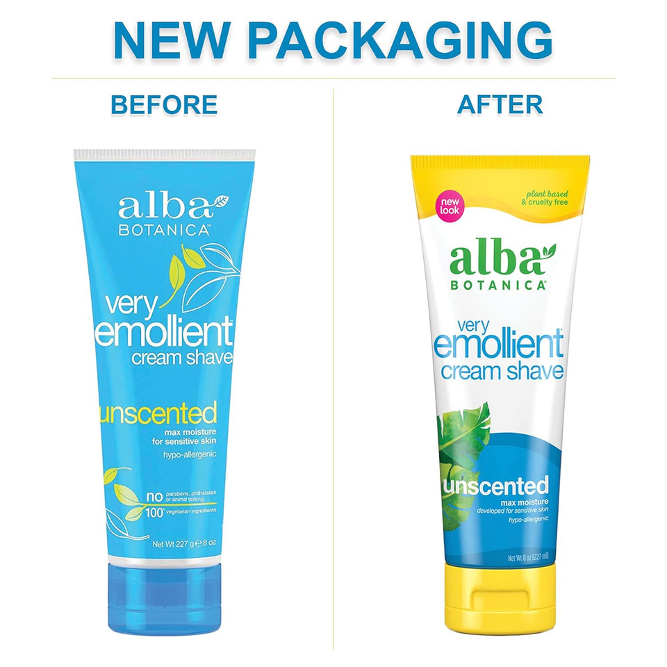 Alba Botanica Very Emollient Cream Shave, Unscented, 8 Oz