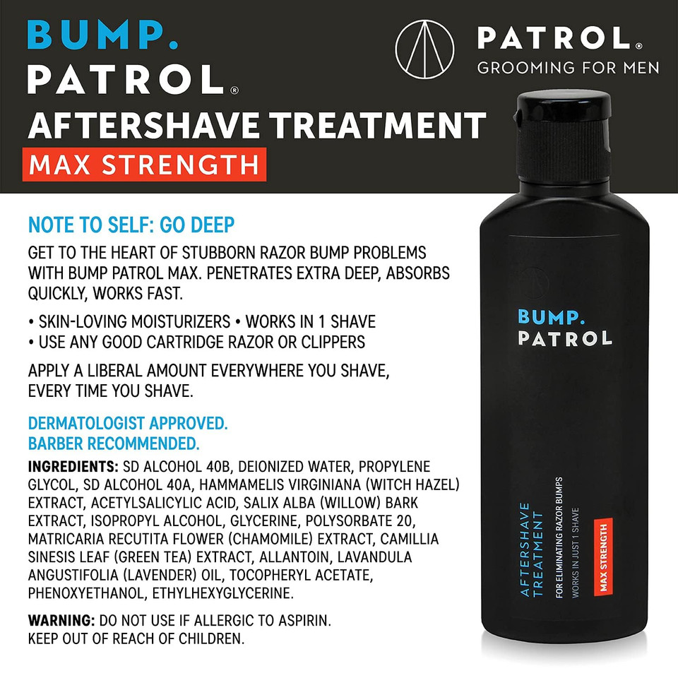 Bump Patrol Maximum Strength Aftershave Formula - After Shave Solution Eliminates Razor Bumps And Ingrown Hairs - 2 Ounces