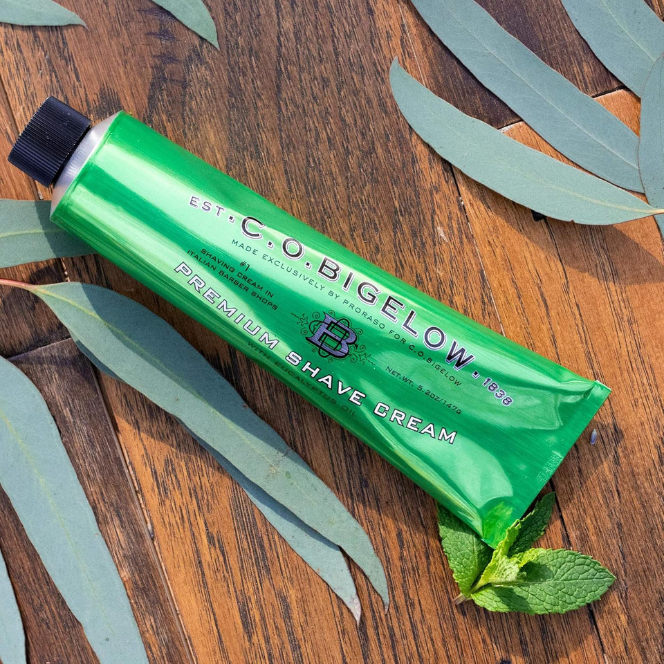 C.O. Bigelow Shaving Cream, 5.2 Oz Mens Shaving Cream With Eucalyptus Oil For Sensitive Skin & All Skin Types