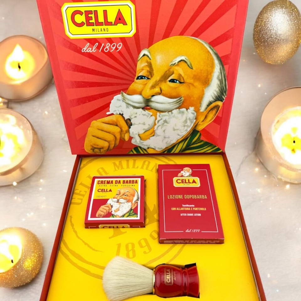 Cella, Luxury Gift Set, Includes CellaS Classic Shave Cream, After Shave Lotion And Boar Bristle Shave Brush, Made In Italy