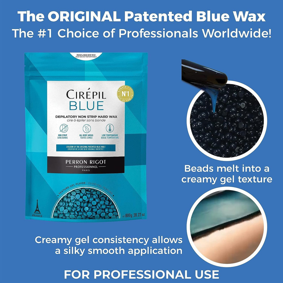 Cirepil Blue 400G Unscented All-Purpose Wax Beads - Perfect For Sensitive Skin, Easy Removal Peel-Off Texture, Fluid Gel, No Strip Needed