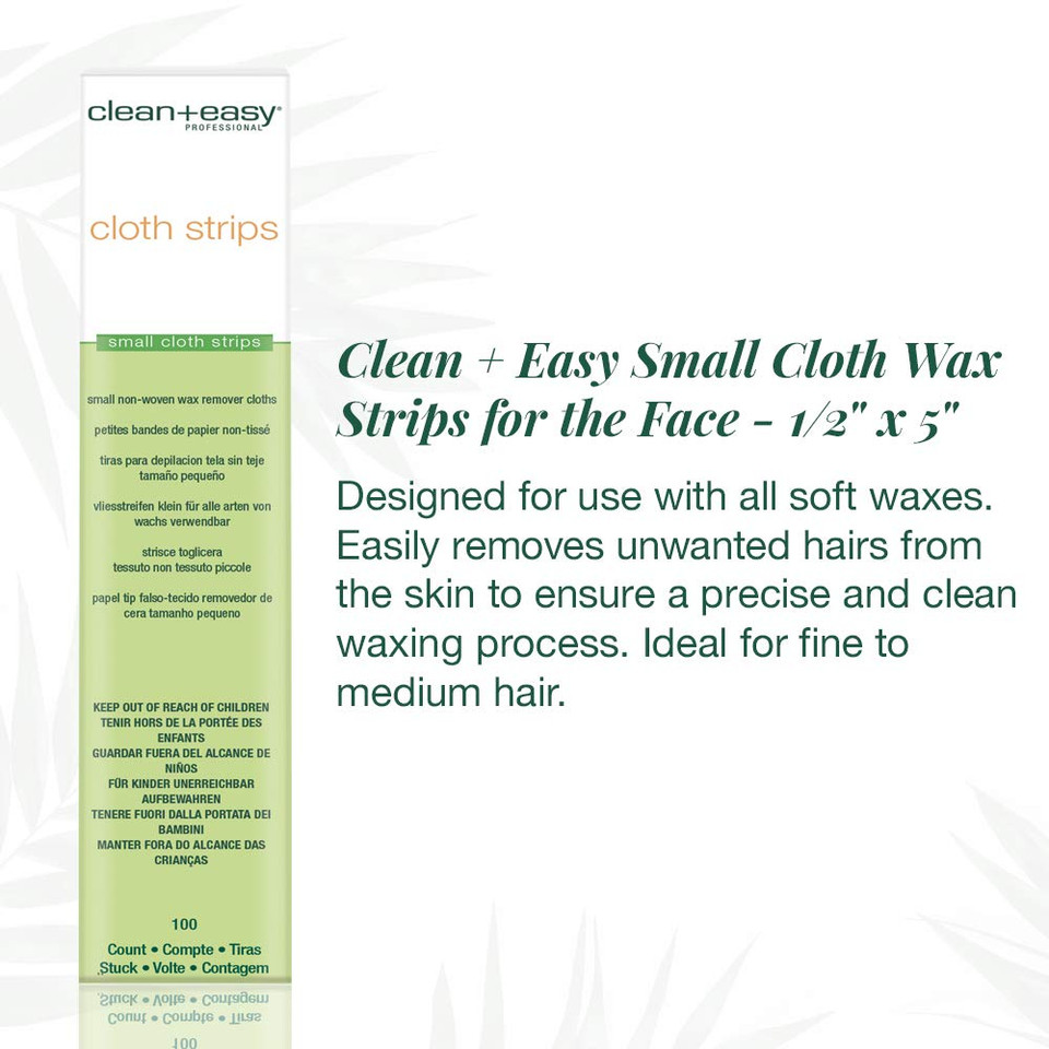 Clean + Easy Small Non Woven Wax Strips  Soft Wax Strips For Face, Upper Lip, Eyebrows & Small Areas, Facial Hair Removal, 100 Count