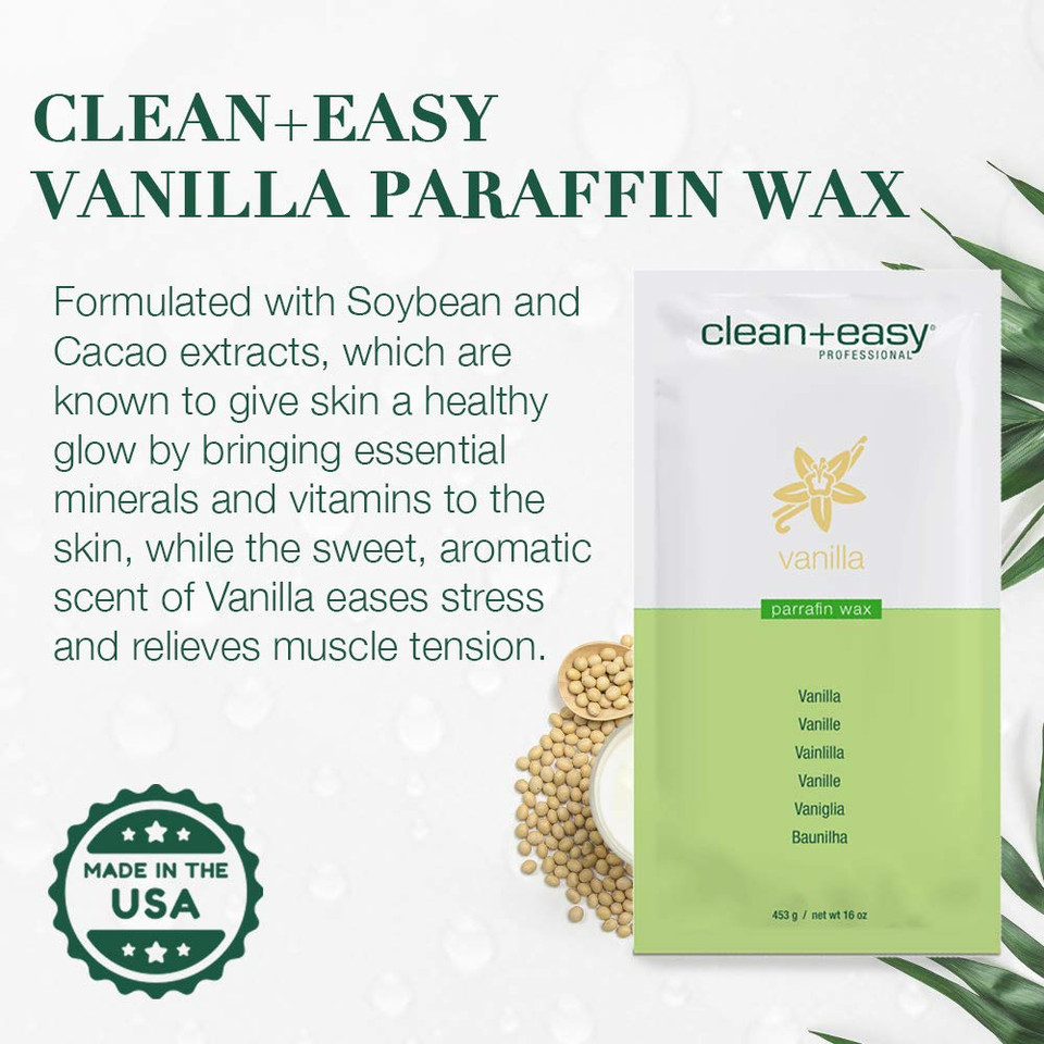 Clean + Easy Vanilla Paraffin Wax  Hydrating Paraffin Wax Refill For Hand & Feet Spa Treatment, 16 Oz