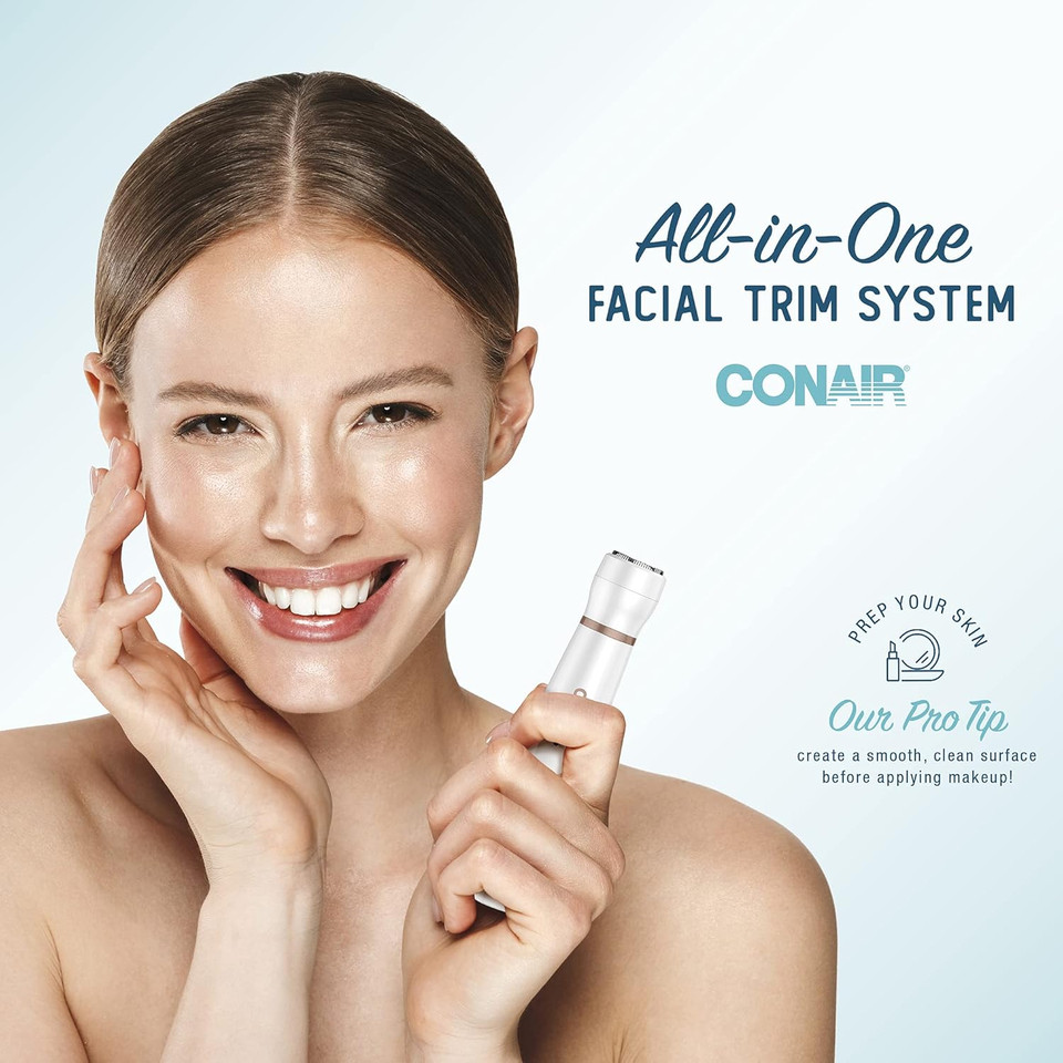 Conair Girlbomb All-In-One Face/Body Trimmer And Shaver Set For Women, Wet/Dry, Rechargeable