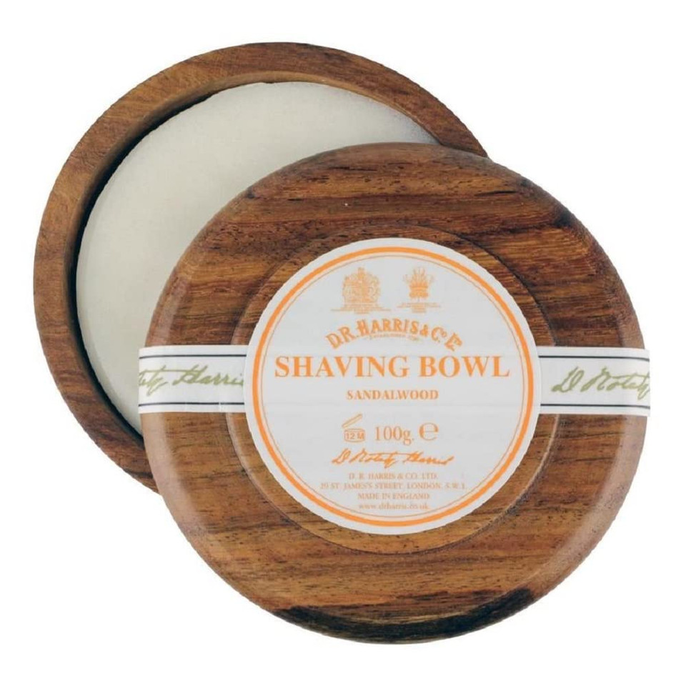D.R. Harris & Co. Sandalwood Mahogany Shaving Bowl (100G) And Shaving Brush, Shaving Gift Set