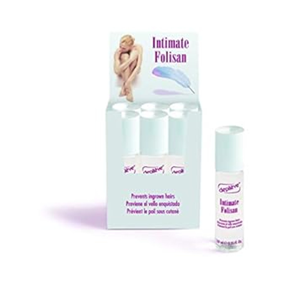 Depileve Intimate Folisan - Post Wax Gel, Roll-On Applicator, Prevents Razor Burn, Razor Bumps And Ingrown Hair, Ideal For Hard-To Reach Areas, Includes Six 10Ml Roll Ons