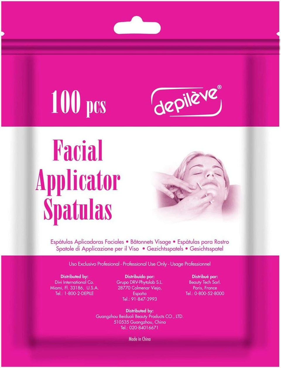 Depileve Wooden Facial Applicators - Waxing Applicator Sticks - Box Of 100