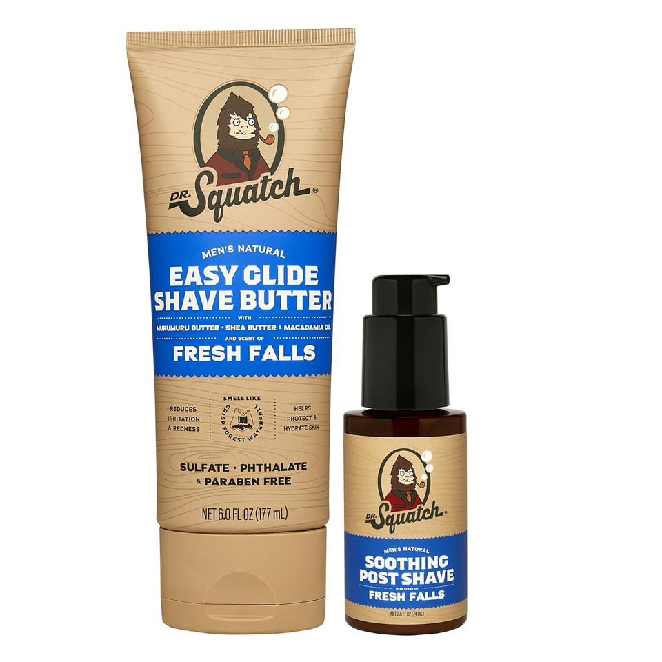 Dr. Squatch Pine Tar Smooth Shave Bundle - Easy Glide Butter + Soothing Post Shave - Natural Ingredients - Manly Fragrance - Moisturizing
