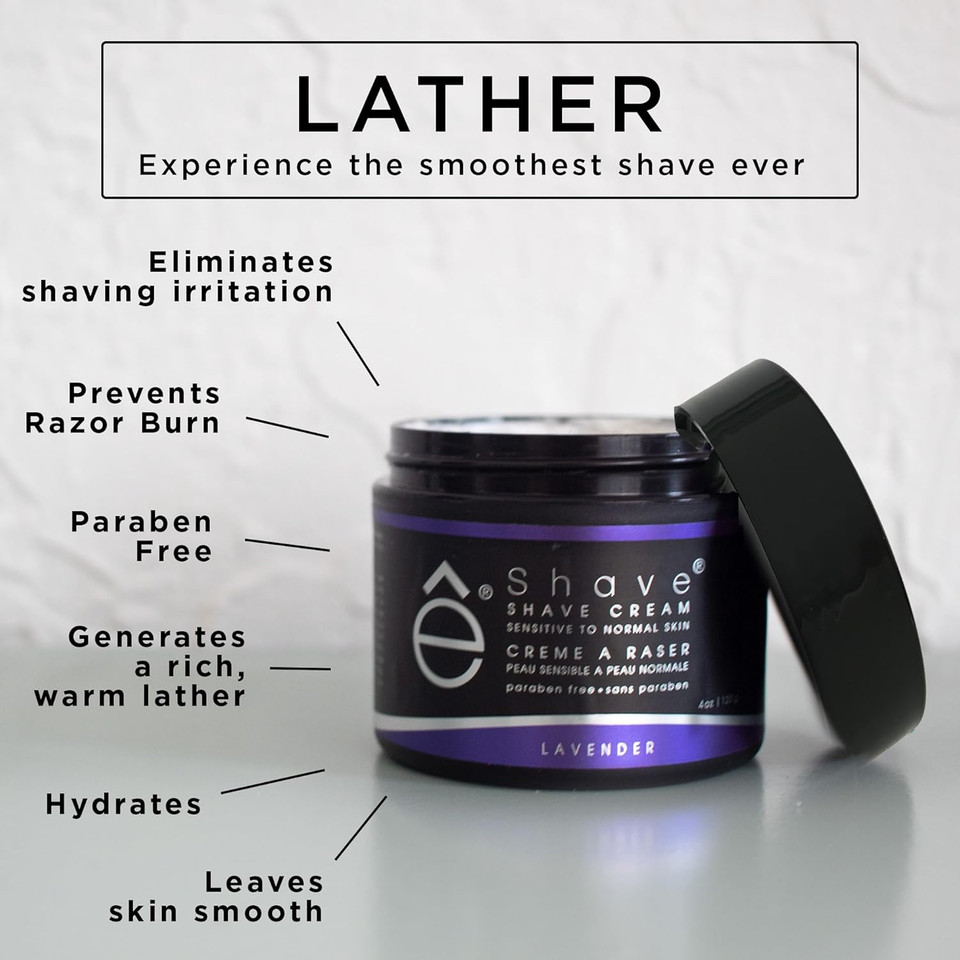 Shaving Cream For Men, Lavender, Prevents Shaving Irritation And Razor Burn, Generates A Rich Lather For A Soft, Silky, Smoothest Shave