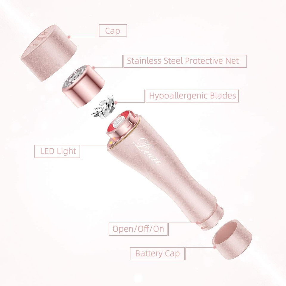 Facial Hair Remover For Women, Leuxe Painless Hair Removal Waterproof Shaver Razor With Led Light For Peach Fuzz Fine Hair Chin Cheek Upper Lip (Rose) Facial Hair Remover For Women, Leuxe Painless Hair Removal Waterproof Shaver Razor With Led Light For Peach Fuzz Fine Hair Chin Cheek Upper Lip (Rose)