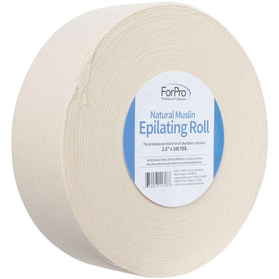 Forpro Premium Natural Muslin Epilating Roll For Body And Facial Hair Removal, Tear-Resistant, Lint-Free, 2.5 W X 100 Yards, Natural