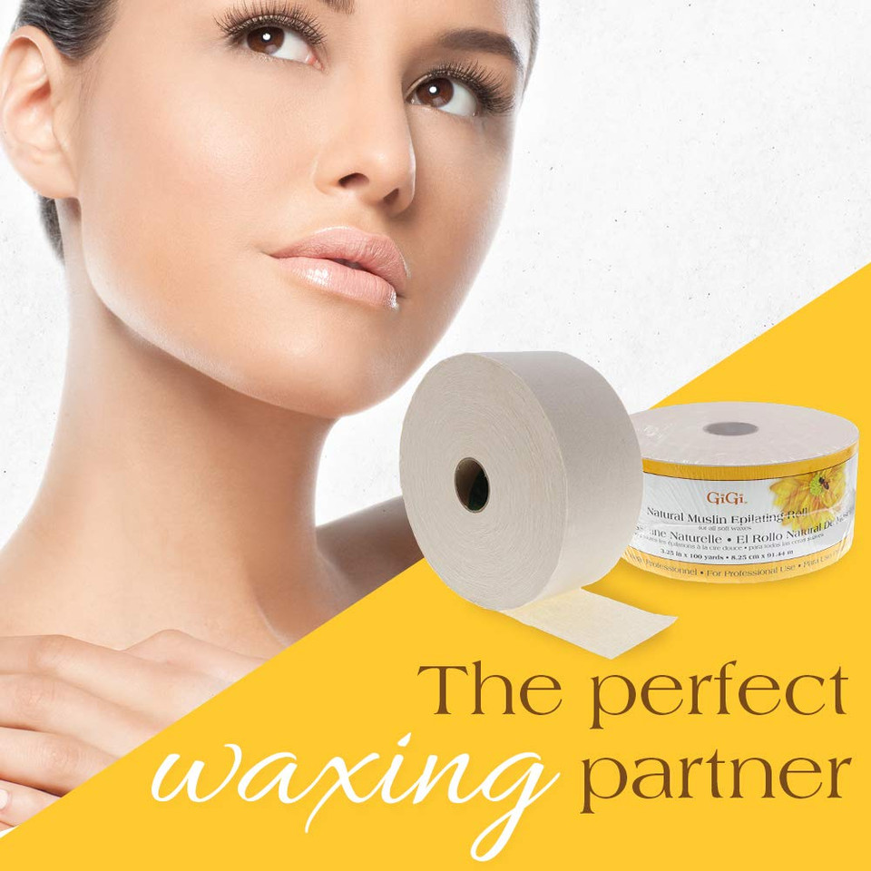 Gigi Epilating Muslin Roll  Wax Strips For Hair Removal, Natural Muslin Wax Roll For Face & Body, 3.25-Inch X 100 Yards