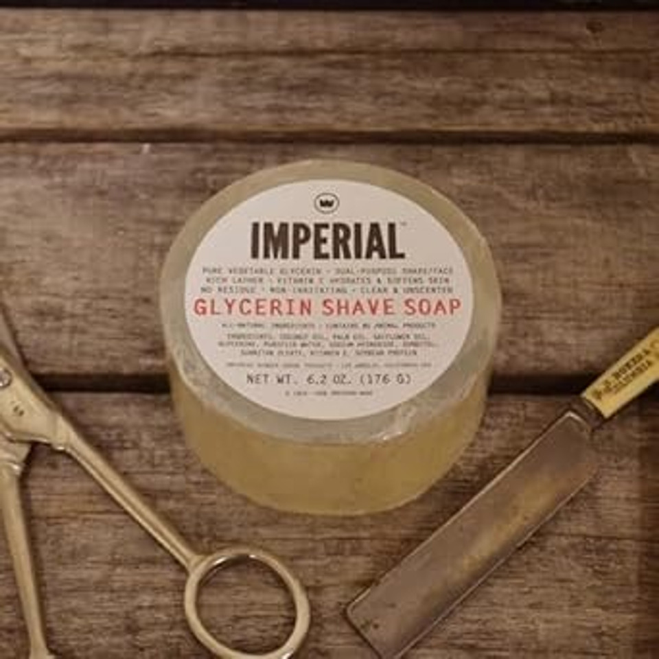 Imperial Barber Glycerin Soap Puck For Shave & Face Use, 6.2 Oz