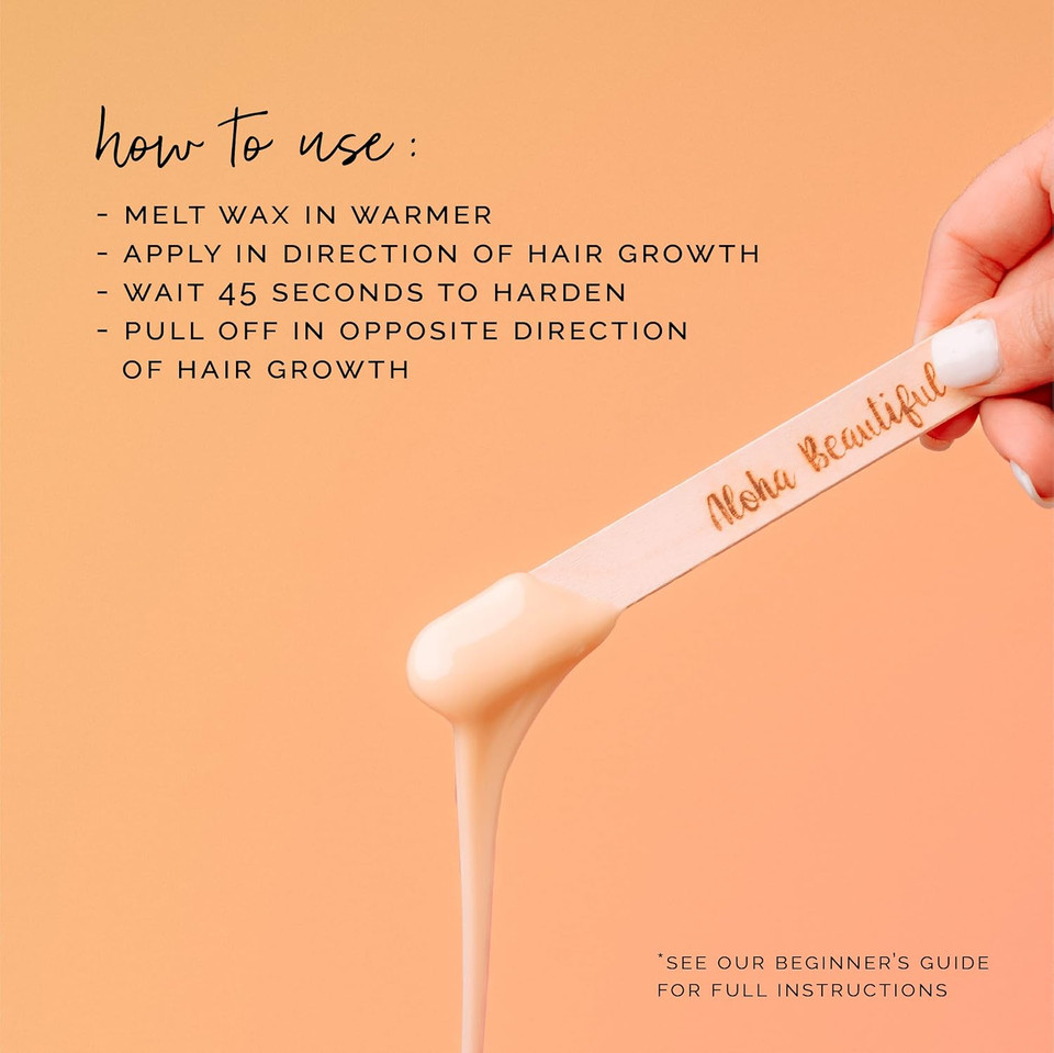 Koluawax Hard Wax Beads For Hair Removal  Coarse Hair Formula  Face, Brazilian, Underarms, Back Chest, Bikini Waxing  Coconut Colada, 1Lb Refill For Wax Warmers & 10 Large Applicator Sticks