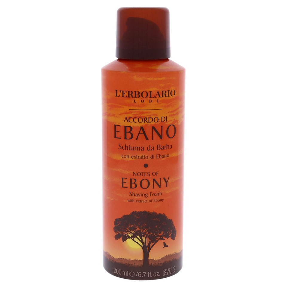 L'Erbolario Notes Of Ebony Shaving Foam - Gentle Foam For A Perfect Shave - Leaves Skin Fresh And Moisturized - Prepares Face For Shaving - Perfect Masculine Scent - Paraben And Cruelty Free - 6.7 Oz
