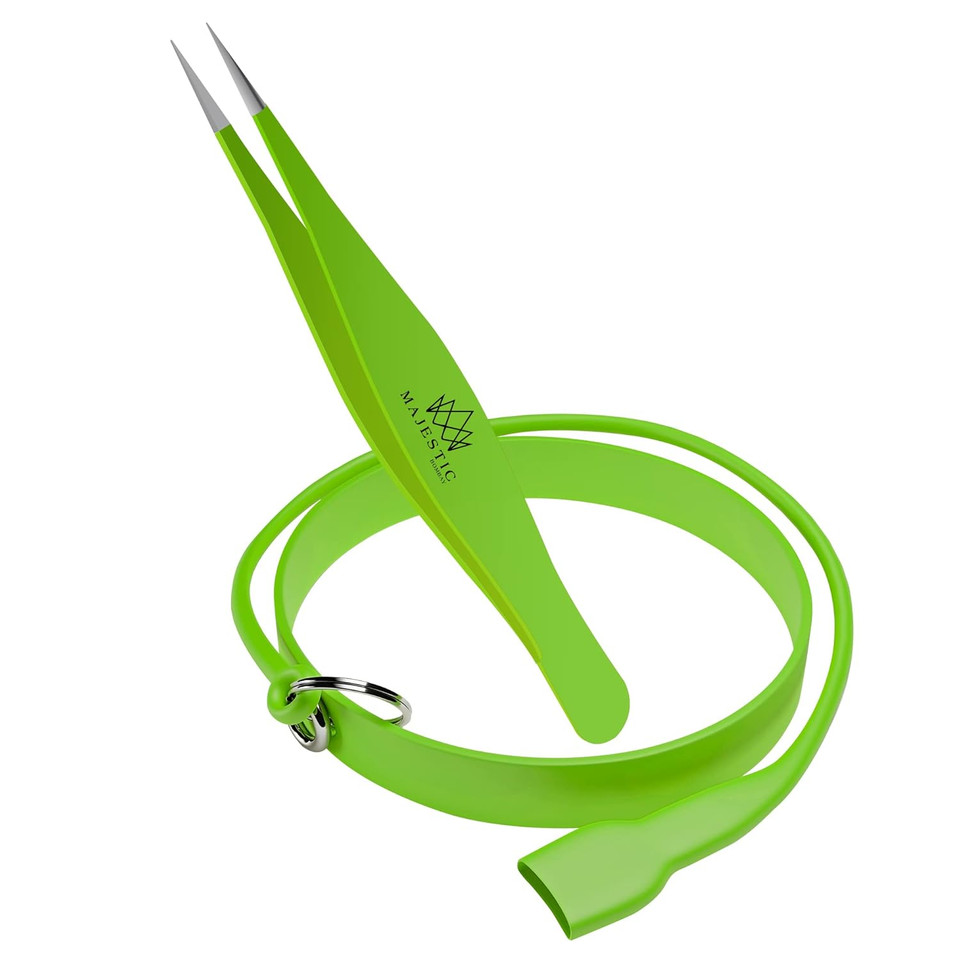 Majestic Bombay Point Tweezer For Women And Men  Splinter Ticks,Facial, Brow And Ingrown Hair RemovalSharp, Needle Nose, Surgical Tweezers Precision Best Tweezers For Chin Hair X Drop Wristband