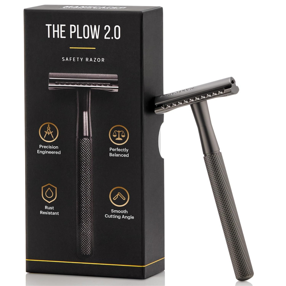 Manscaped® The Plow® 2.0 & Power Shave Gel, Men'S Face Shaving Bundle With Single Blade Safety Razor And Soothing Face Shaving Gel With Liquid Exfoliants To Help Defend Against Ingrown Hairs, 6 Fl Oz