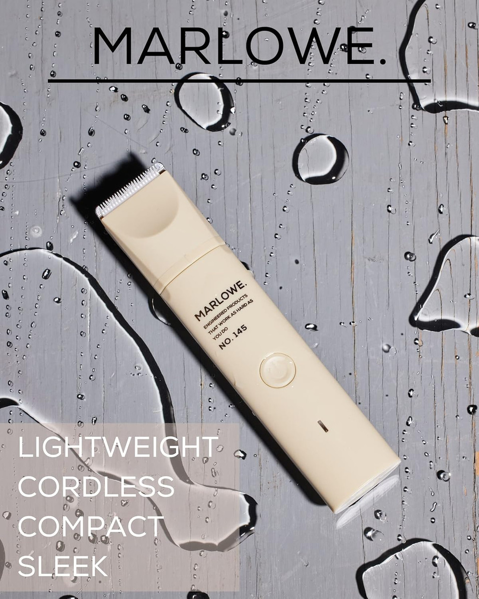 Marlowe. No. 145 Body Hair Trimmer For Men, Forest Black, Lightweight Waterproof Personal Groomer, Ceramic Blades, Adjustable Comb Lengths & Rechargeable Battery For Head To Toe Male Grooming