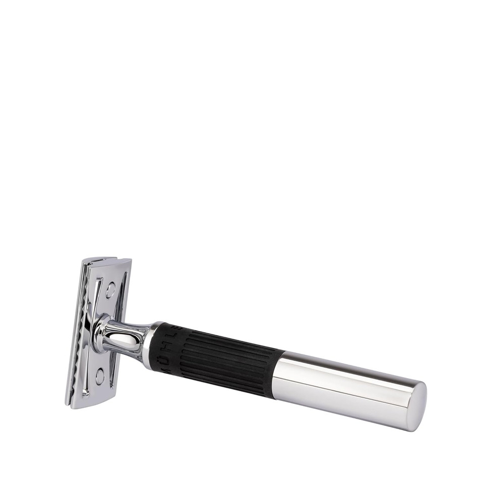 Mühle Neo Safety Razor|Double Edge Safety Razor For Beginners And Experienced Shavers|Sustainable Eco-Friendly And Reusable|For Men And Women|Chrome With Black Silicone Grip Handle