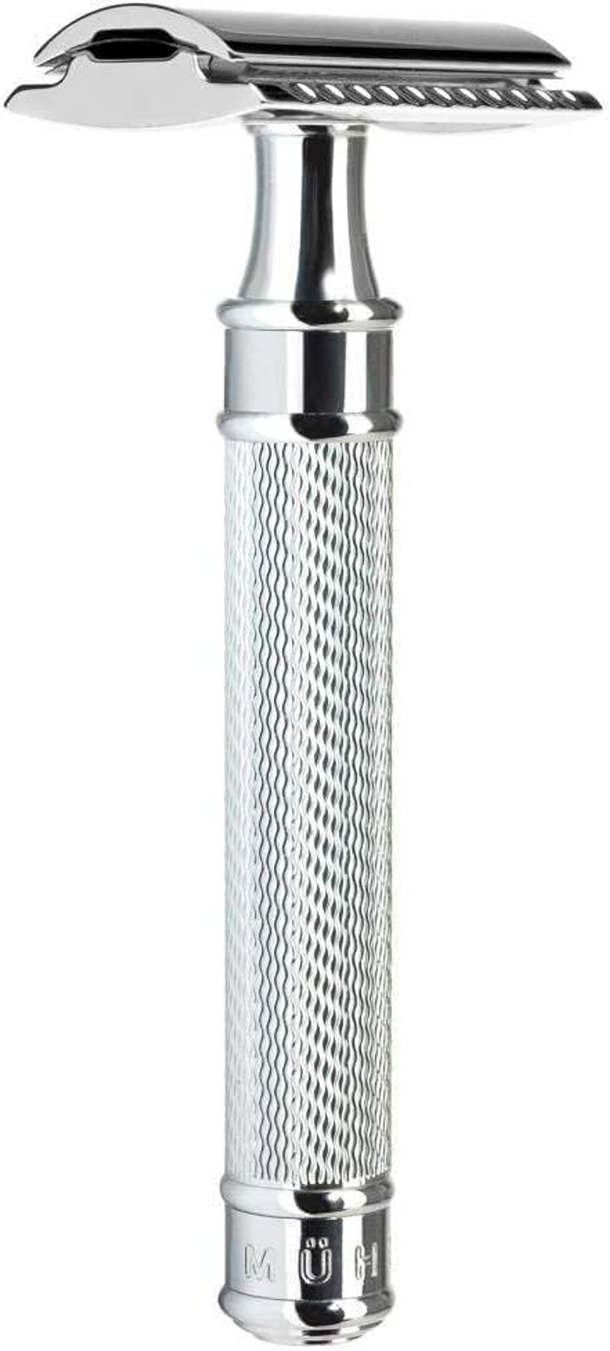 Mühle R 89 Shaving Set 5 Pieces - Safety Razor With Closed Comb Chrome-Plated Metal Blade, Cream, Cloth - Silver