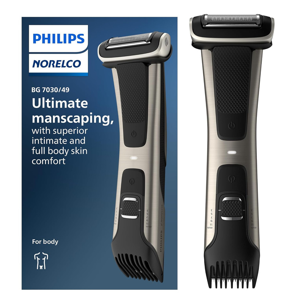 Philips Norelco Bodygroom 7000 Series, Showerproof Groin And Body Trimmer For Men, Precise Body Grooming, Adjustable Comb, Safe Even Below The Belt, 80 Min. Runtime, Model Bg7030/49 Philips Norelco Bodygroom 7000 Series, Showerproof Groin And Body Trimmer For Men, Precise Body Grooming, Adjustable Comb, Safe Even Below The Belt, 80 Min. Runtime, Model Bg7030/49