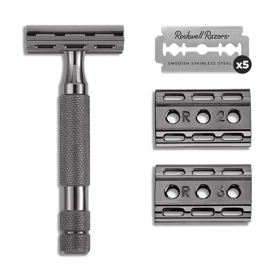Rockwell Razors 6C Gunmetal Chrome Double-Edge Safety Razor With 6 Adjustable Shave Settings And 25 Blades Rockwell Razors 6C Gunmetal Chrome Double-Edge Safety Razor With 6 Adjustable Shave Settings And 25 Blades