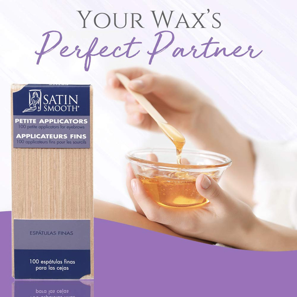 Satin Smooth Petite Wax Stick Applicators - Fine Wooden Sticks For Eyebrow & Facial Hair Removal, Precise Waxing Tools For Salons & Home, 100 Count