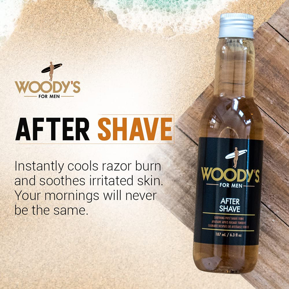 Woody'S Aftershave For Men Tonic  Soothing After Shave With Aloe Vera, Calendula & Chamomile To Reduce Irritation, Post Shave, 6.3 Fl Oz