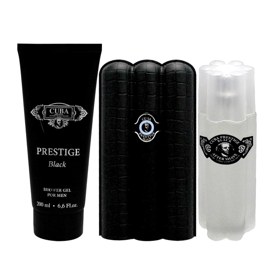 Cuba Prestige Black By Cuba For Men - 3 Pc Gift Set 3Oz Edt Spray, 6.6Oz Shower Gel, 3.3Oz After Shave