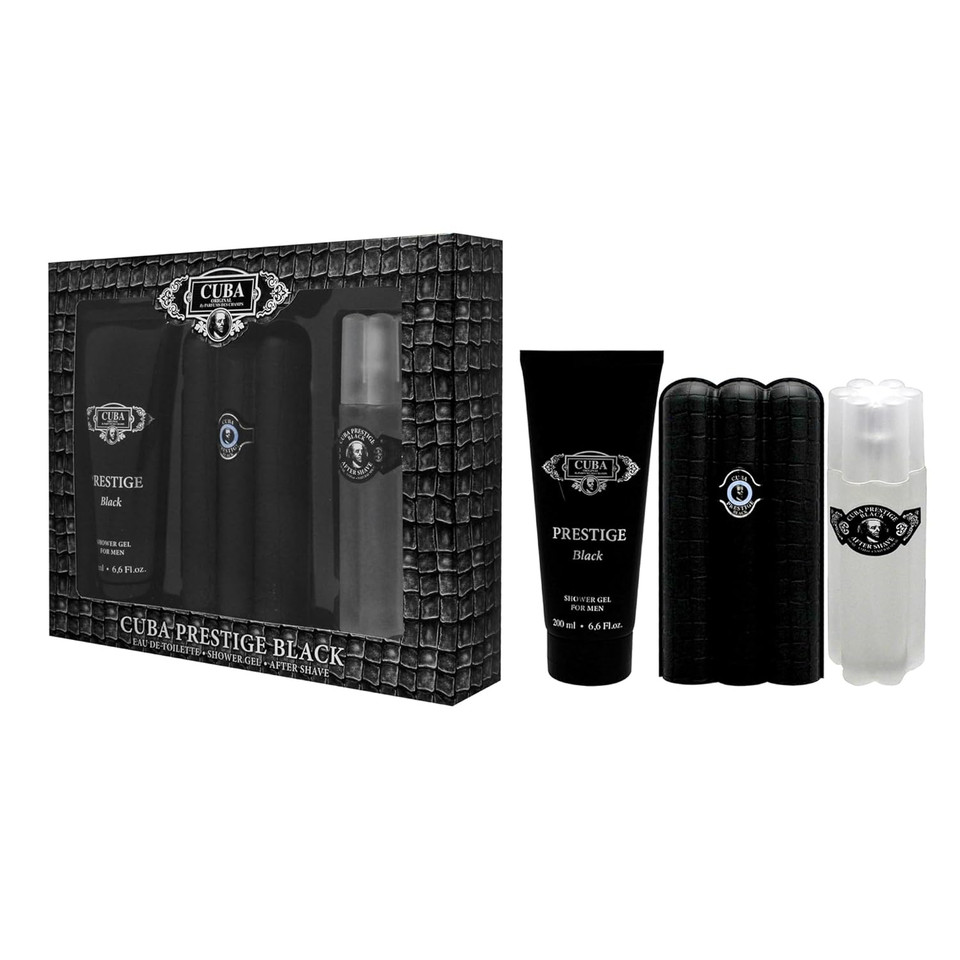 Cuba Prestige Black By Cuba For Men - 3 Pc Gift Set 3Oz Edt Spray, 6.6Oz Shower Gel, 3.3Oz After Shave