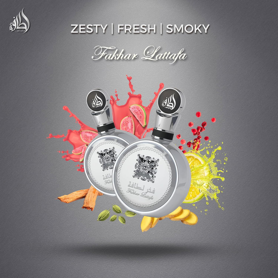 Lattafa Fakhar Platin Eau De Parfum For Men  100Ml | Spicy Woody Fragrance With Bergamot, Ginger & Sandalwood | Bold, Modern Scent | Long Lasting Arabic Perfume