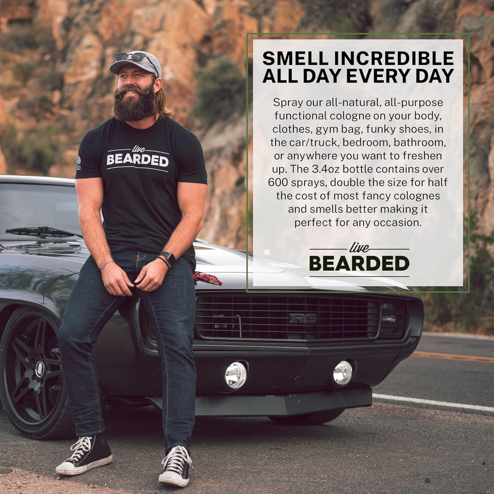 Live Bearded Utility Spray - All Purpose Cologne With Natural Fragrance - Made In The Usa - 3.4 Fl Oz Bottle | 1880 Scent - Bourbon, Bitters, Citrus