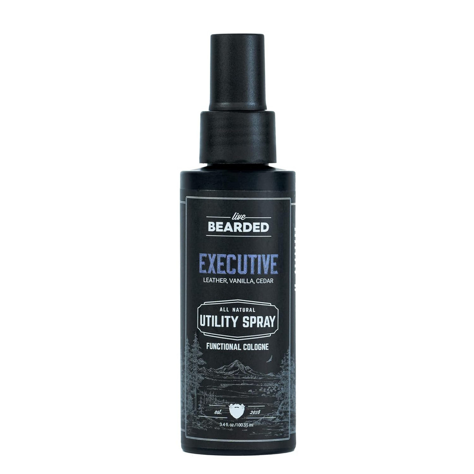 Live Bearded Utility Spray - All Purpose Cologne With Natural Fragrance - Made In The Usa - 3.4 Fl Oz Bottle | Executive Scent - Cedar, Vanilla
