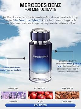 Mercedes Benz Ultimate Eau De Parfum Spray For Men - Luxury Long Lasting Fragrance With Notes Of Lavender, Apple & Cedar Wood - Cologne For Man - Travel Size - 0.24 Fl Oz
