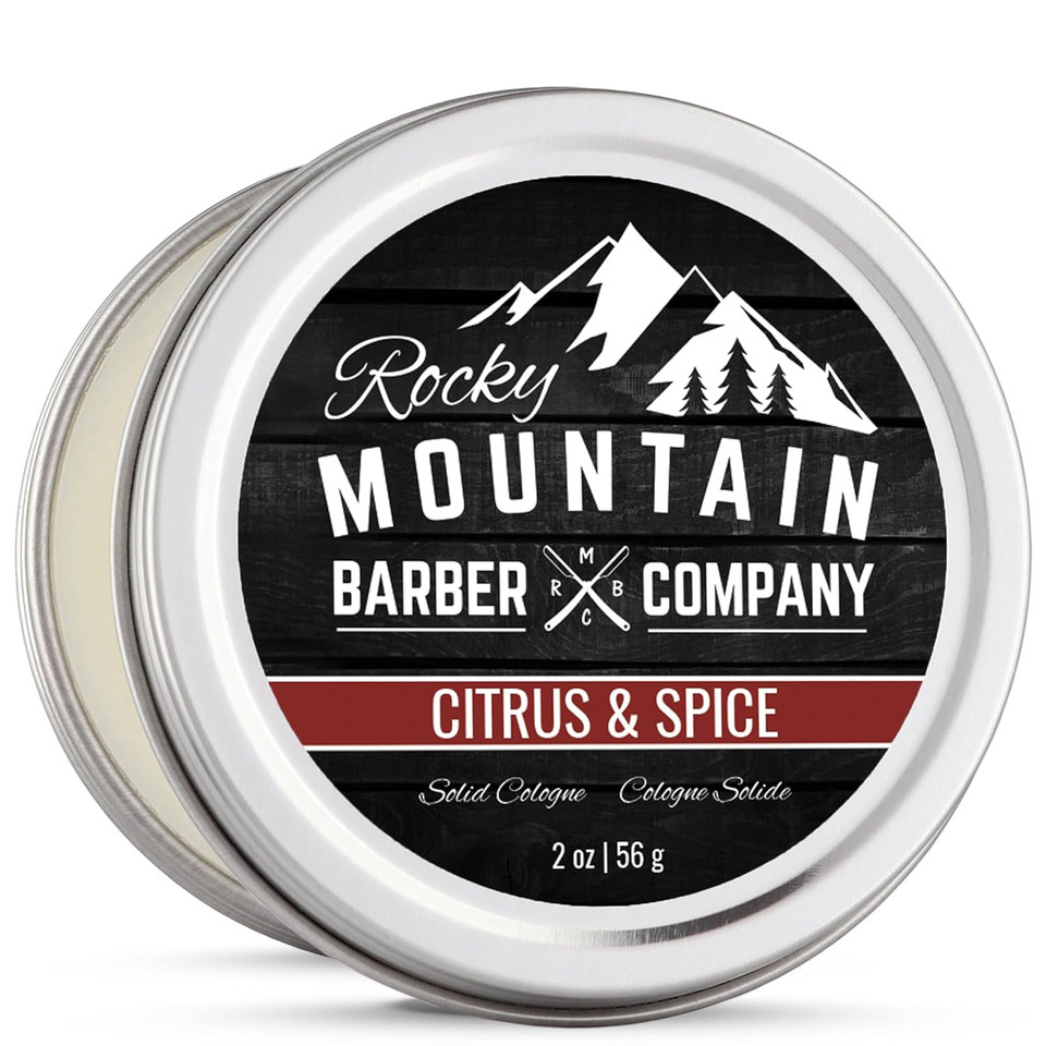 Rocky Mountain Barber Company Solid Cologne For Men  Coastal Riptide Scent  2 Oz Size - Made With Coconut Oil, Shea Butter - Long-Lasting Scent (Coastal Riptide)