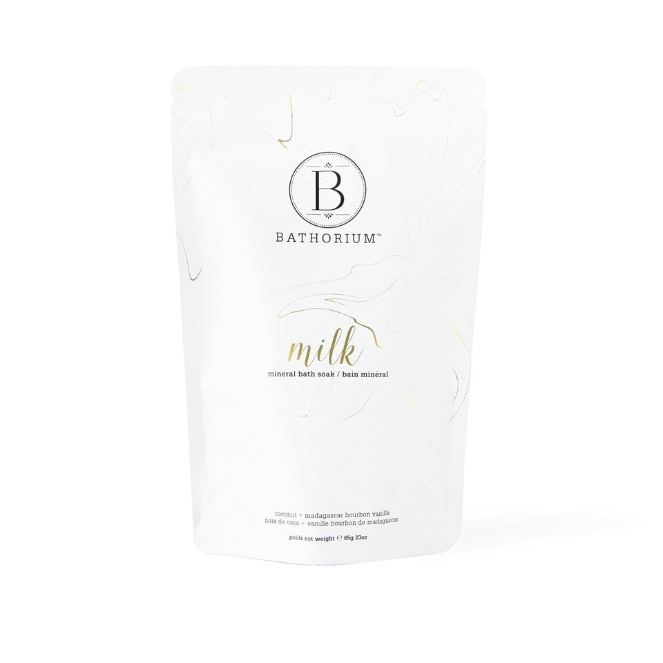 Bathorium Milk Mineral Bath Soak, Made With Coconut, Dead Sea Salt & Vanilla Bean Co2, Ideal For Hydration, Ph Balanced Coconut Scented Bath Soak For Women, Approximately 5 Baths, 23 Oz