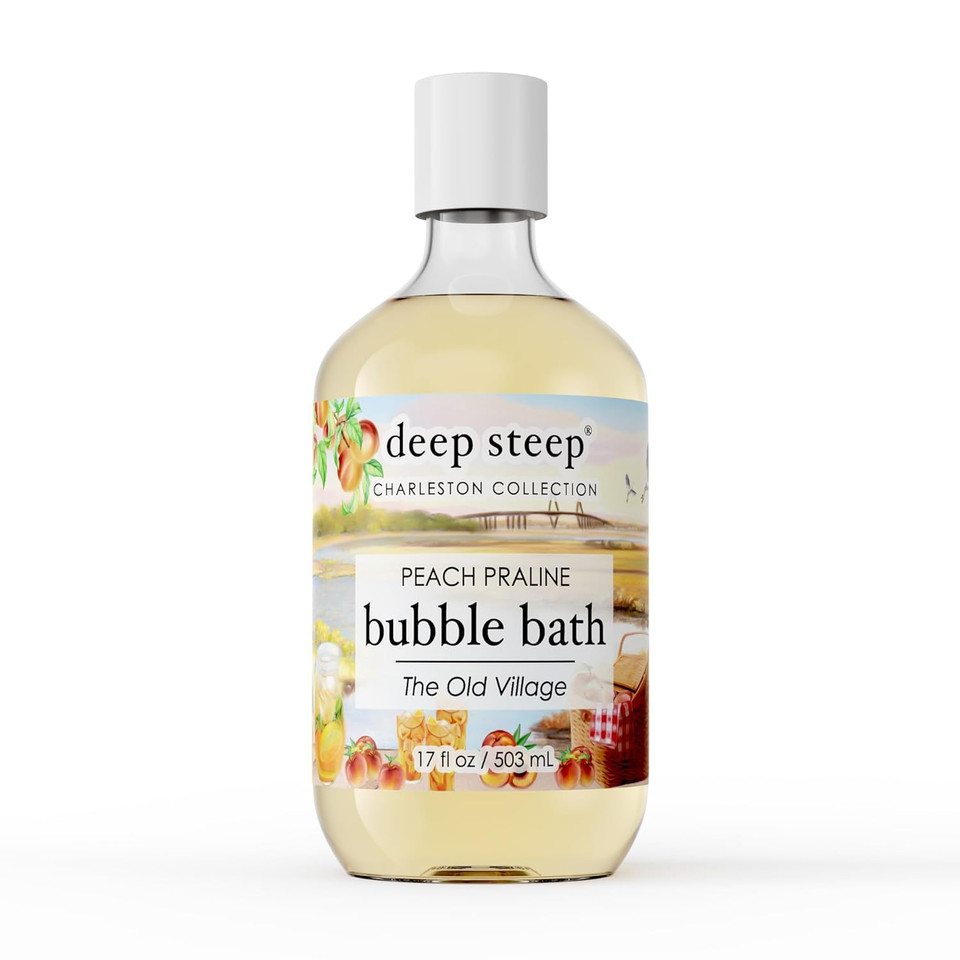 Deep Steep Bubble Bath, Peach Praline (The Old Village), 17 Oz  Soothing Soak With Shea Butter, Argan Oil, Aloe Vera & Coconut Oil  Vegan, Sulfate-Free, Ph-Balanced Clean Beauty