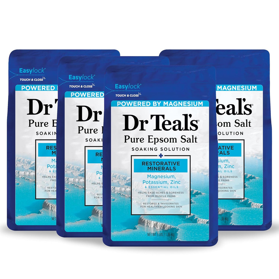 Dr Teal'S Pure Epsom Salt, Restorative Minerals With Magnesium, Potassium & Zinc, 3 Lbs