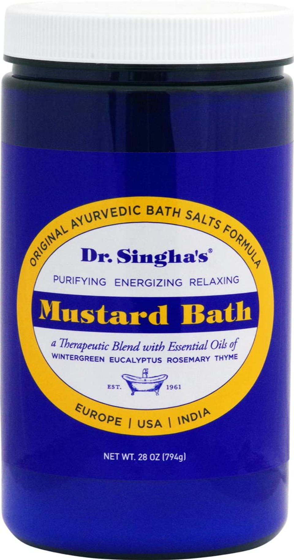 Dr. Singha'S Mustard Bath Salts - 8 Oz Herbal Bath Soak With Essential Oils For A Relaxing And Rejuvenating Experience - Made In Usa
