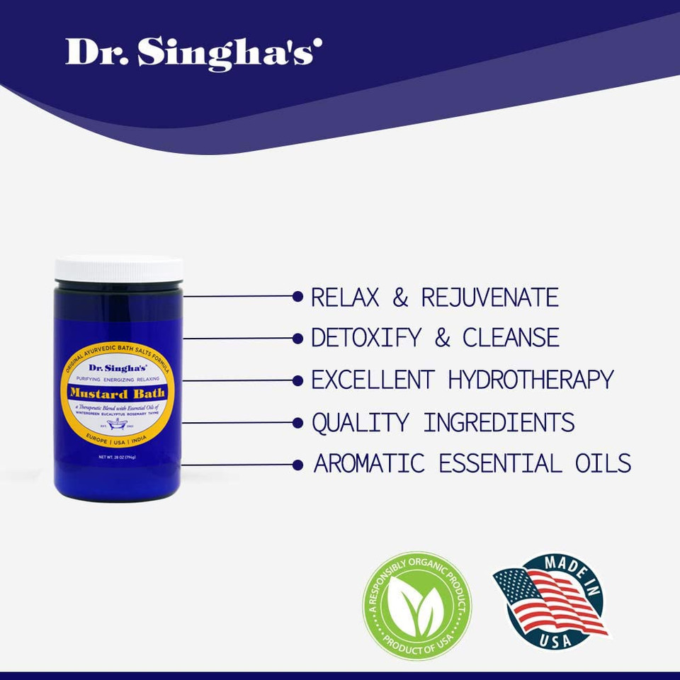 Dr. Singha'S Mustard Bath Salts - 8 Oz Herbal Bath Soak With Essential Oils For A Relaxing And Rejuvenating Experience - Made In Usa