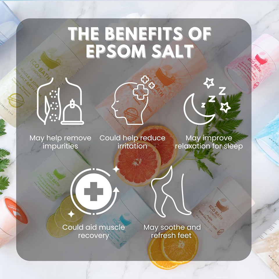 Uplifting & Refreshing Epsom Salt Bath Soak  Made In Uk | Magnesium Bath Salts With Frankincense & Mandarin Oils | Energising Epsom Salts For A Revitalising Bath - 2.2 Lb (1Kg)