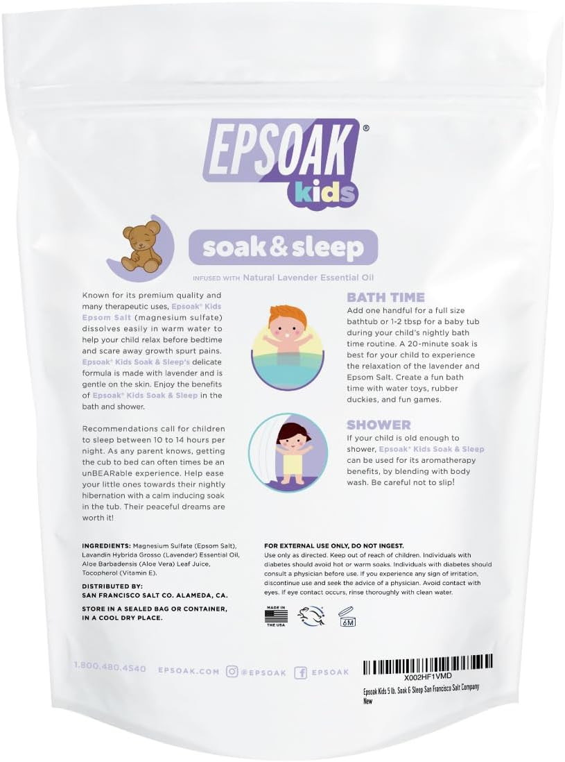 Epsoak Kids 5 Lb. Bulk Bag Lavender Soak & Sleep Epsom Salt - San Francisco Salt Company