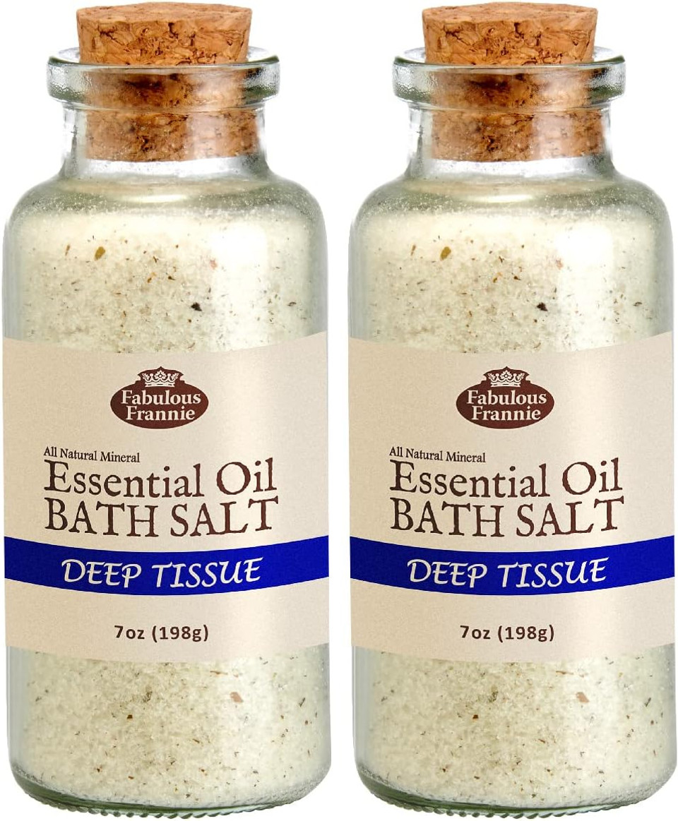 Fabulous Frannie Aromatherapy Tension Essential Oil Mineral Bulk Bath Salt Lavender, Peppermint, Rosemary And Grapefruit Pure Essential Oils 24Oz