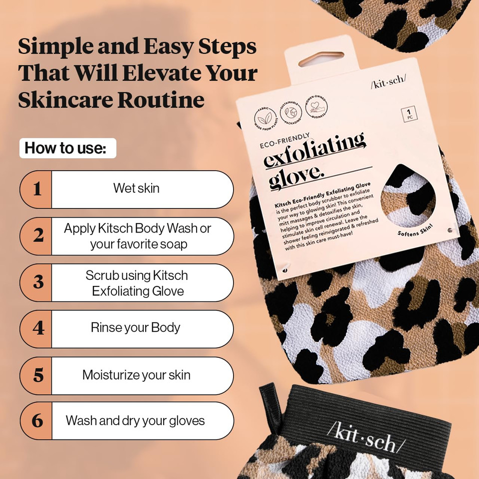 Kitsch Exfoliating Gloves  Korean Exfoliating Mitt And Deep Exfoliating Body Scrubber For Shower Bath, Body Scrubber Exfoliator, Dead Skin Remover, Skin Care For Smooth Renewed Skin - 1Pc, Black